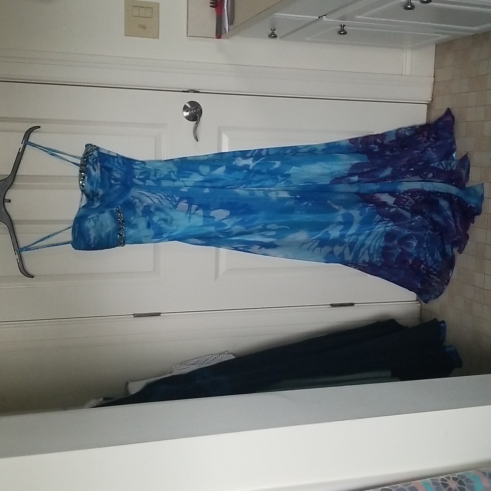 Dress prom wedding size 4 blue white purple